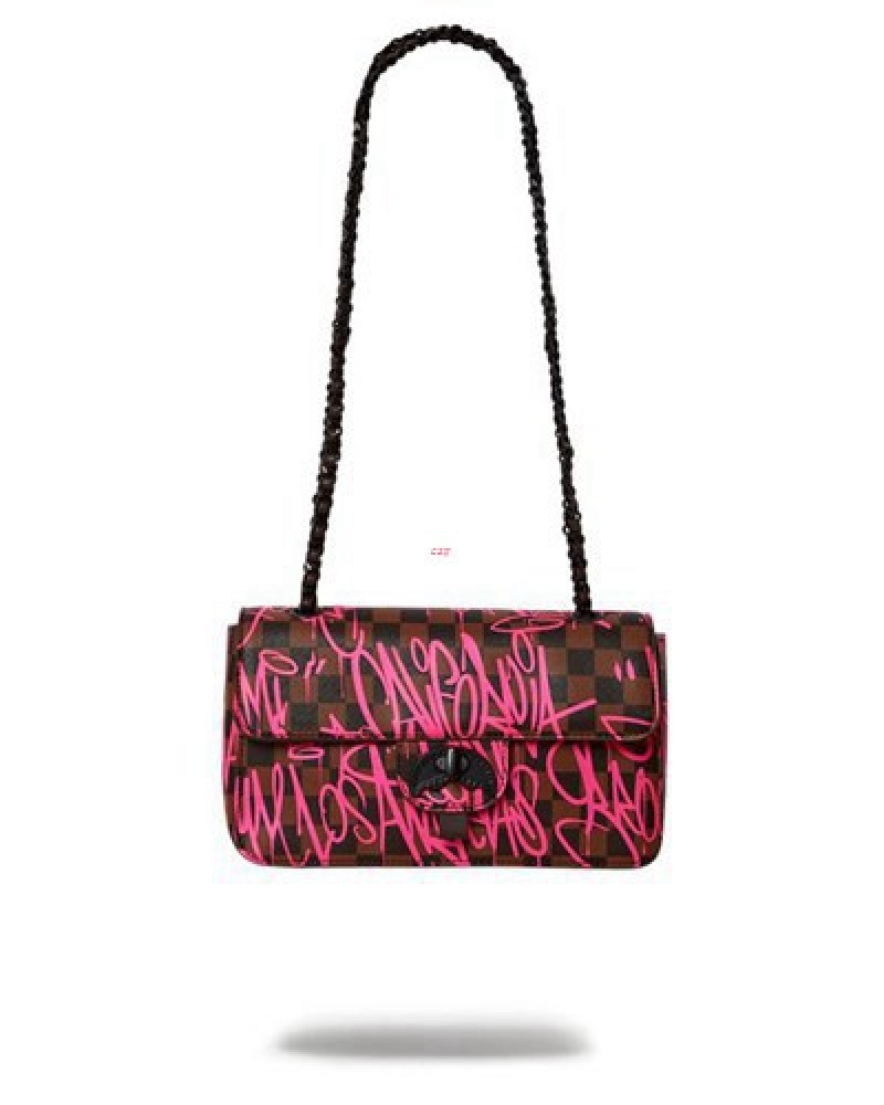 Black / Pink Sprayground Jetgraphix Sharkchain Handbag | 14865-IQVX