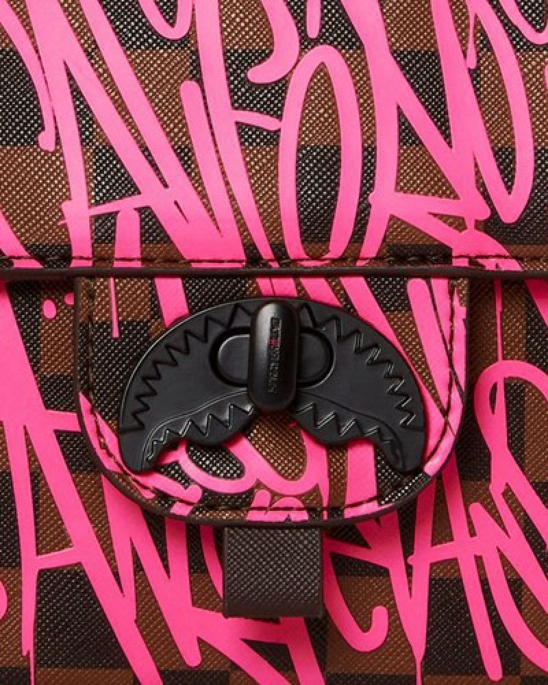 Black / Pink Sprayground Jetgraphix Sharkchain Handbag | 14865-IQVX