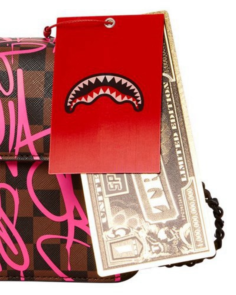 Black / Pink Sprayground Jetgraphix Sharkchain Handbag | 14865-IQVX