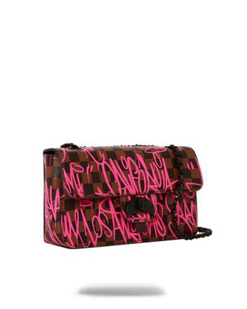 Black / Pink Sprayground Jetgraphix Sharkchain Handbag | 14865-IQVX