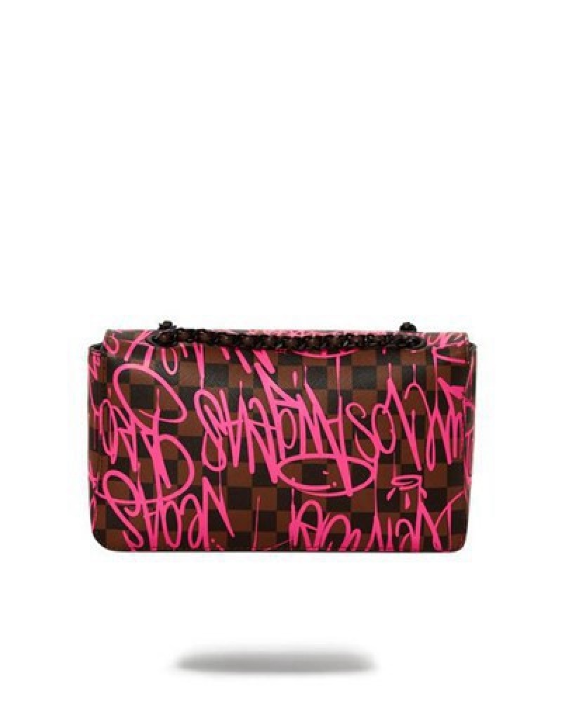 Black / Pink Sprayground Jetgraphix Sharkchain Handbag | 14865-IQVX