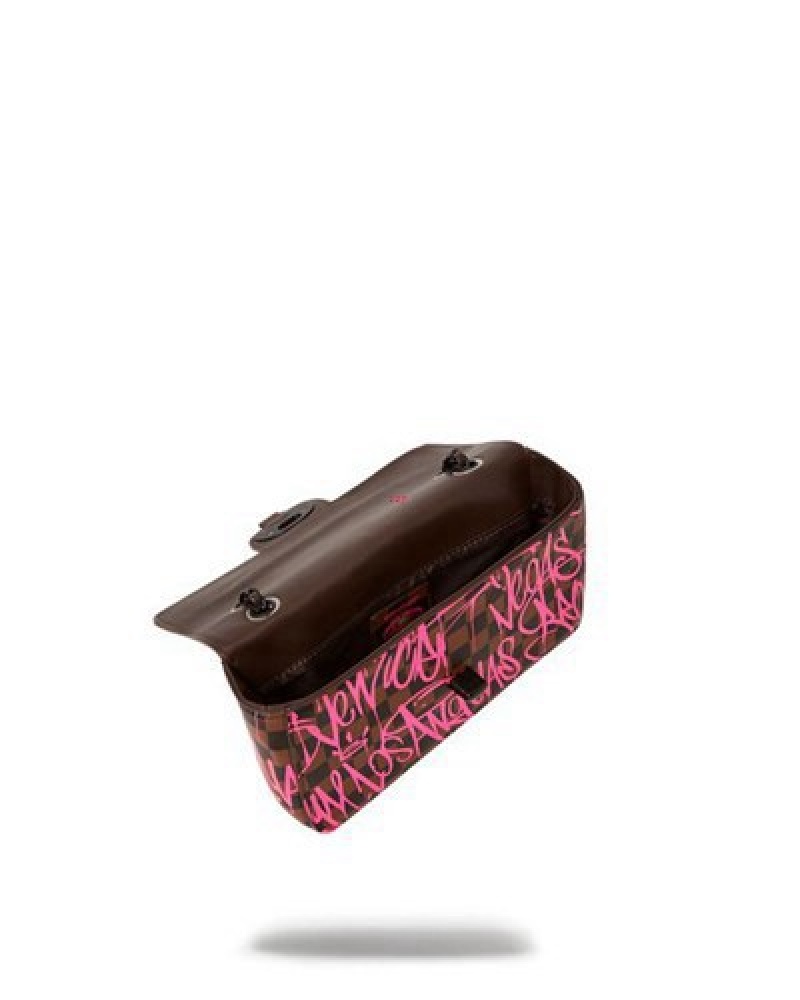 Black / Pink Sprayground Jetgraphix Sharkchain Handbag | 14865-IQVX