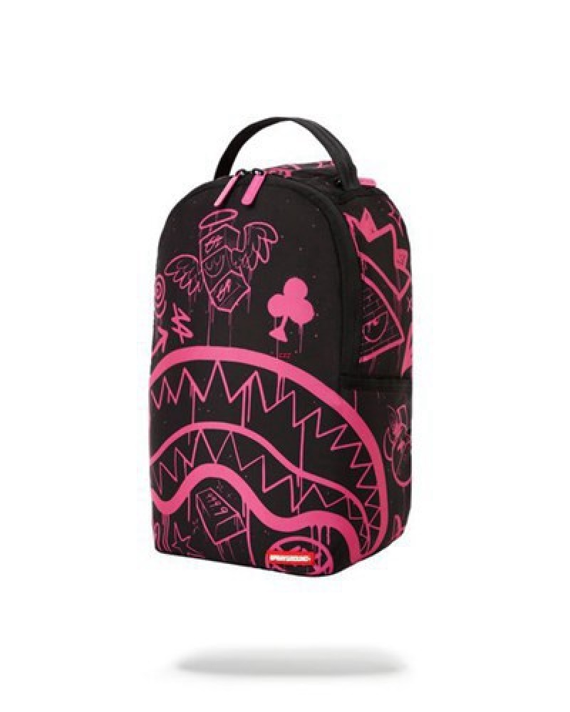 Black / Pink Sprayground Marker Drip Mini Backpacks | 89516-VREC