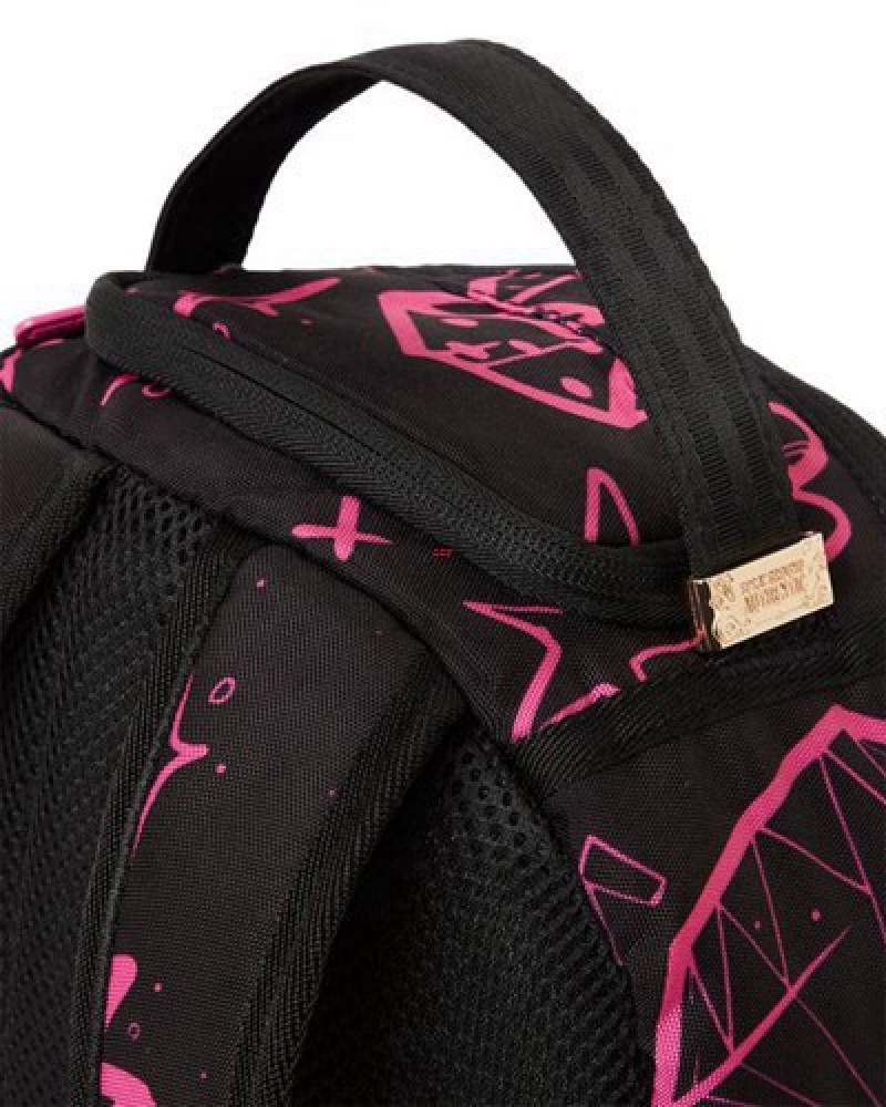 Black / Pink Sprayground Marker Drip Mini Backpacks | 89516-VREC