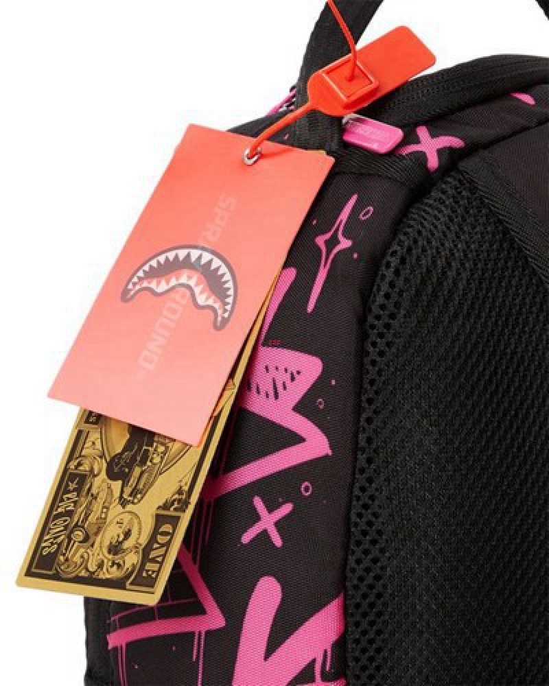 Black / Pink Sprayground Marker Drip Mini Backpacks | 89516-VREC