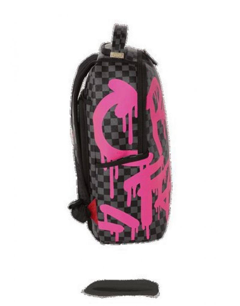 Black / Pink Sprayground Real Fake (One Of One) Backpacks | 01792-OLRI