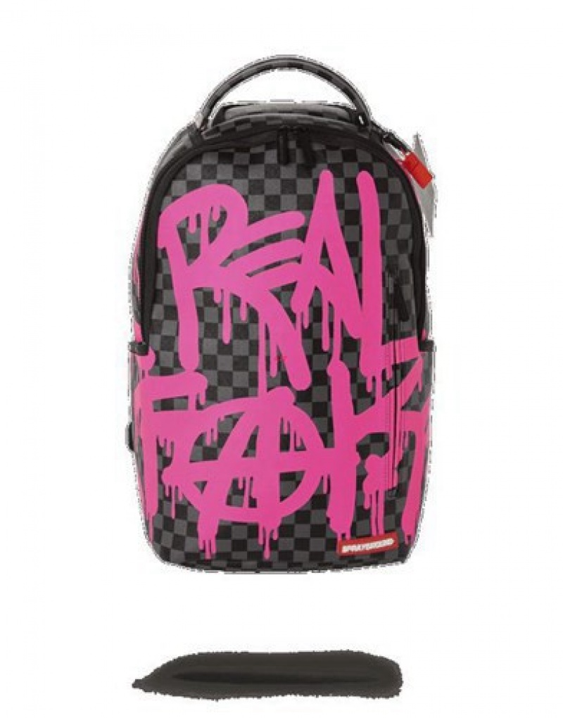 Black / Pink Sprayground Real Fake (One Of One) Backpacks | 01792-OLRI