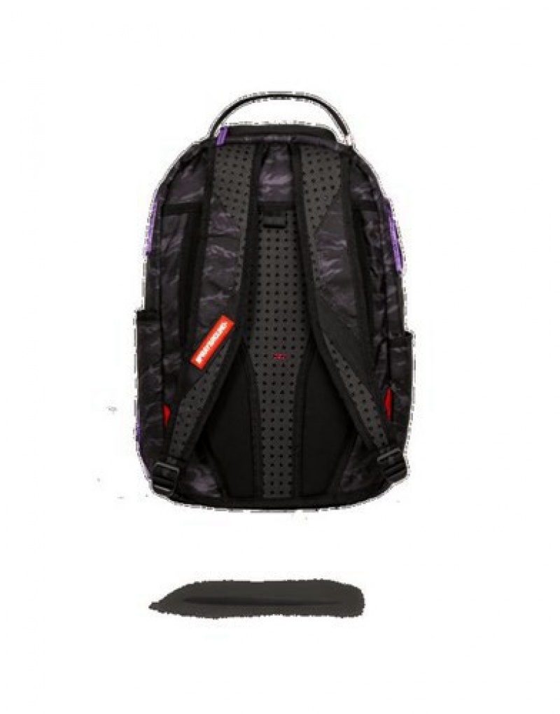 Black / Purple Sprayground Glitter Shark Backpacks | 45302-YJBL