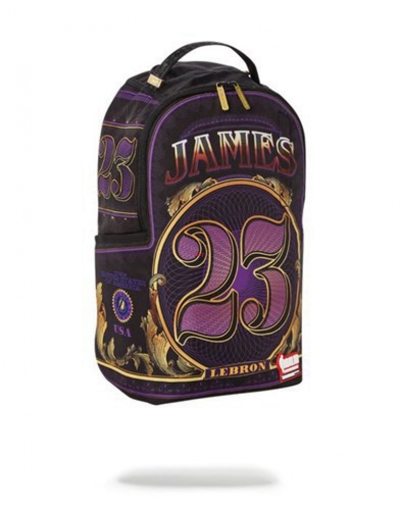 Black / Purple Sprayground Nba Lebron Money Backpacks | 04561-QKTH