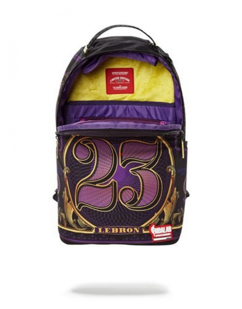 Black / Purple Sprayground Nba Lebron Money Backpacks | 04561-QKTH