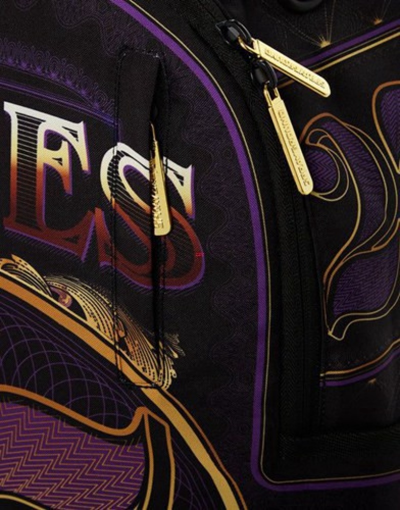 Black / Purple Sprayground Nba Lebron Money Backpacks | 04561-QKTH