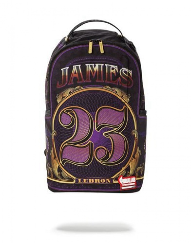 Black / Purple Sprayground Nba Lebron Money Backpacks | 04561-QKTH