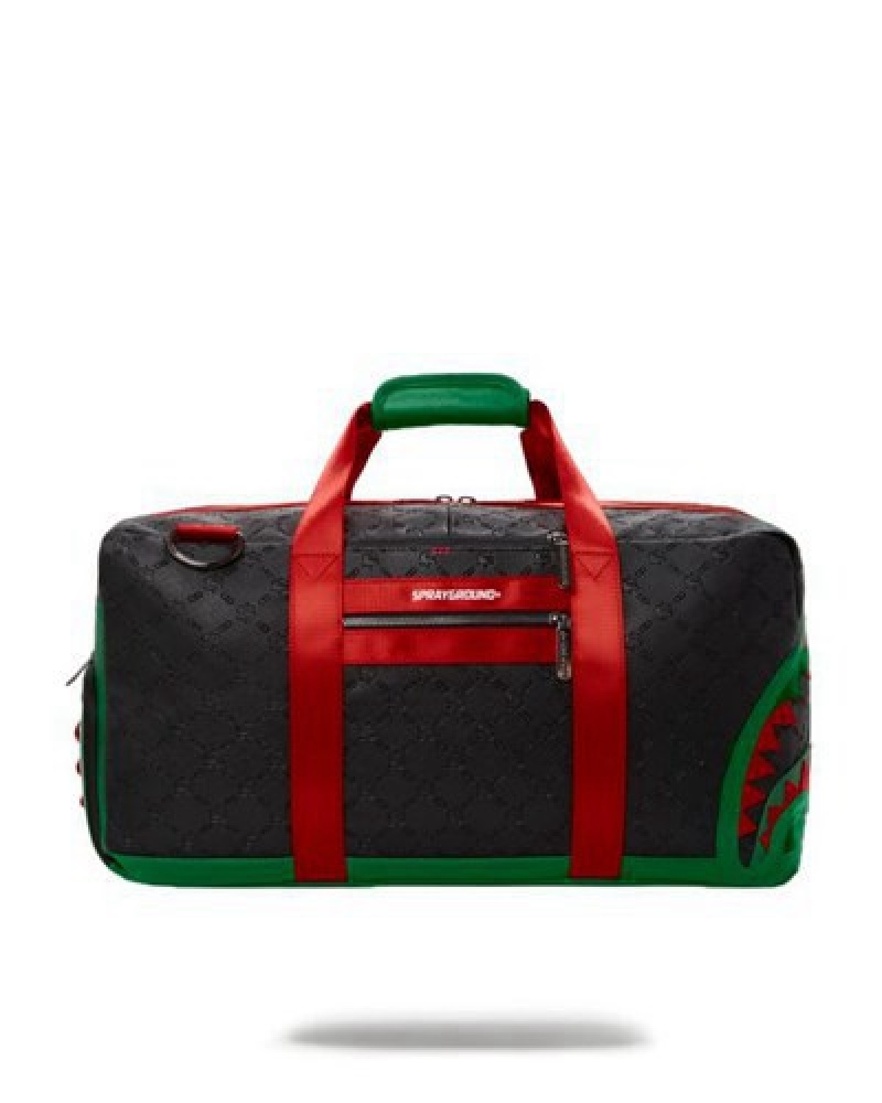 Black / Red Sprayground Dinero Duffle Bags | 29580-YALM