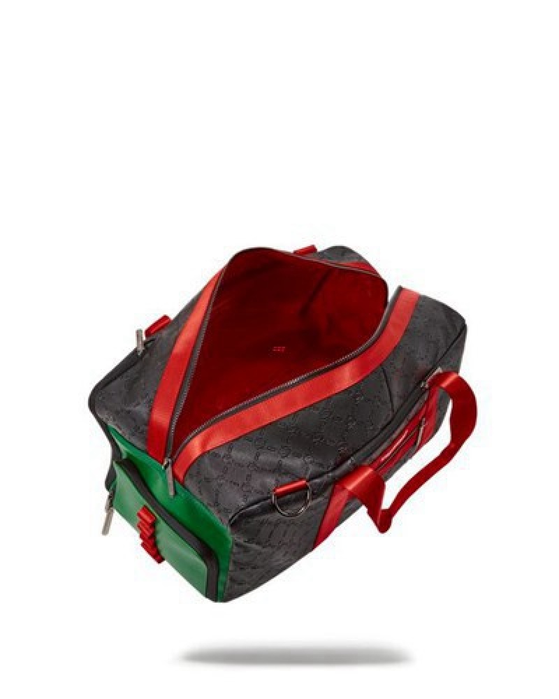 Black / Red Sprayground Dinero Duffle Bags | 29580-YALM