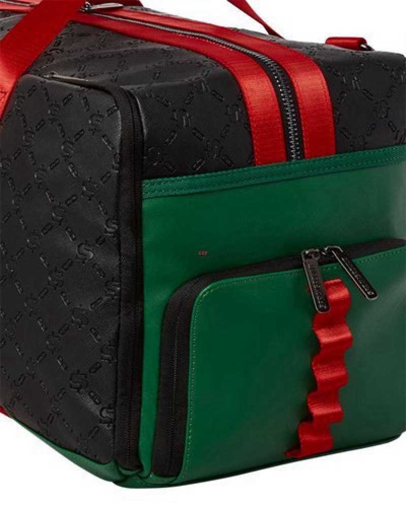 Black / Red Sprayground Dinero Duffle Bags | 29580-YALM