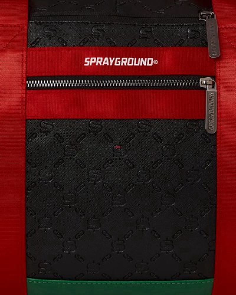 Black / Red Sprayground Dinero Duffle Bags | 29580-YALM