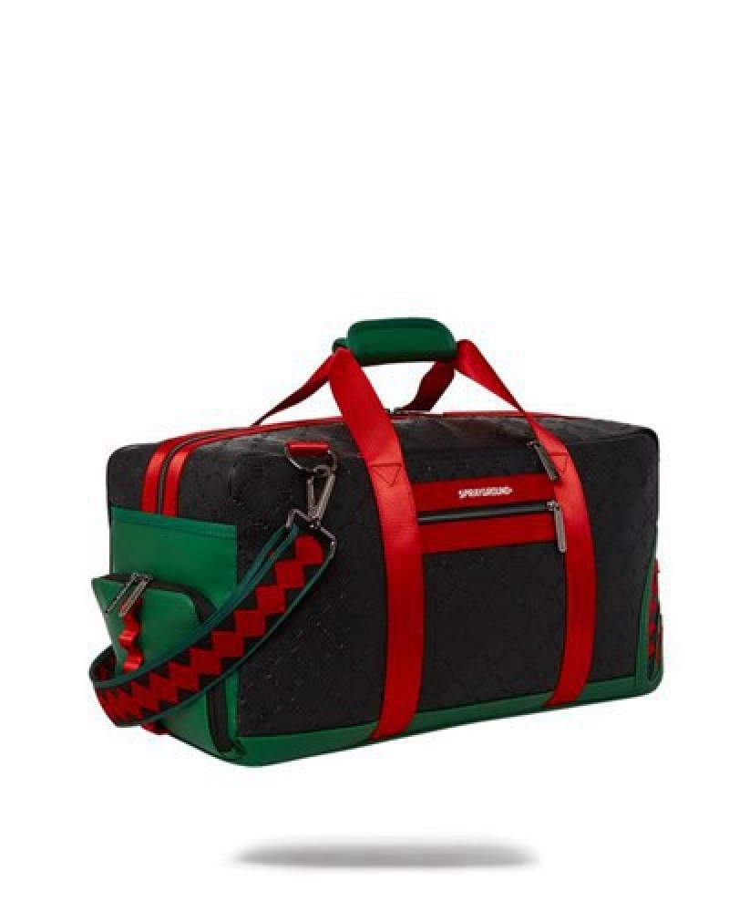 Black / Red Sprayground Dinero Duffle Bags | 29580-YALM