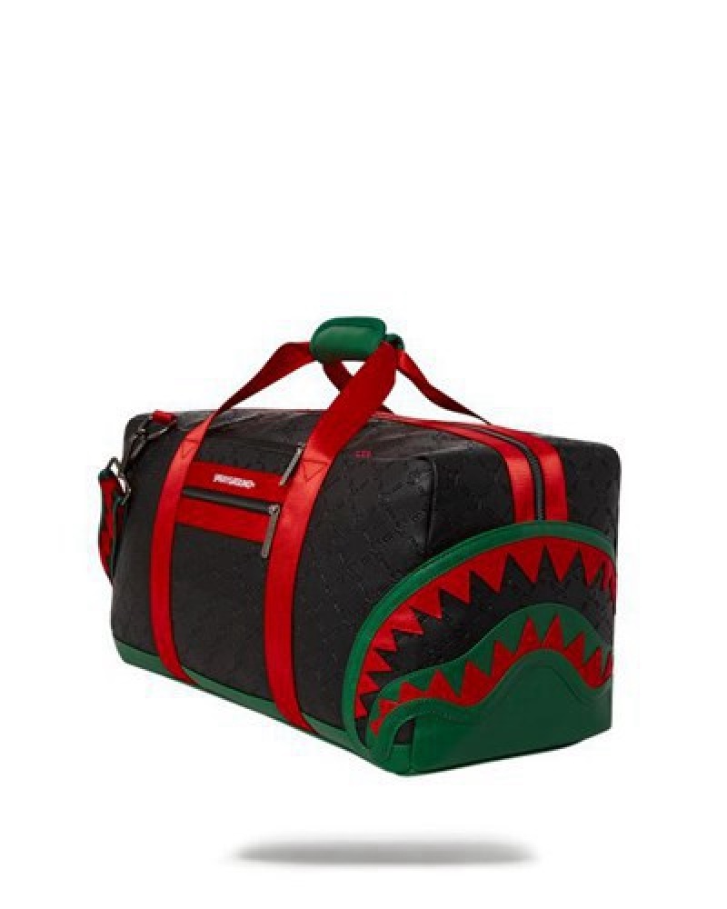 Black / Red Sprayground Dinero Duffle Bags | 29580-YALM