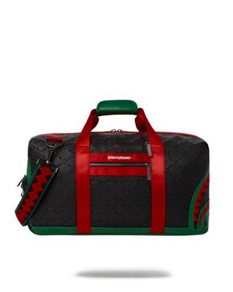 Black / Red Sprayground Dinero Duffle Bags | 29580-YALM