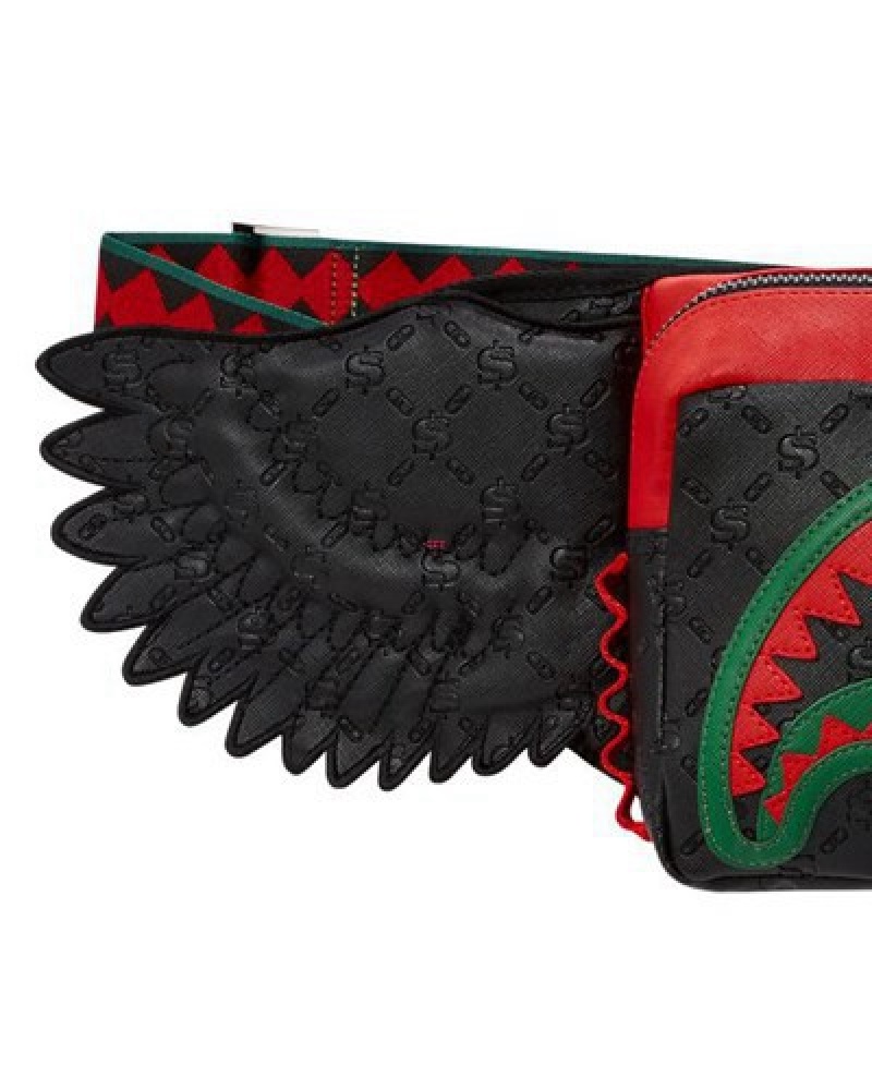 Black / Red Sprayground Dinero Wing Crossbody Bags | 02734-GDIS