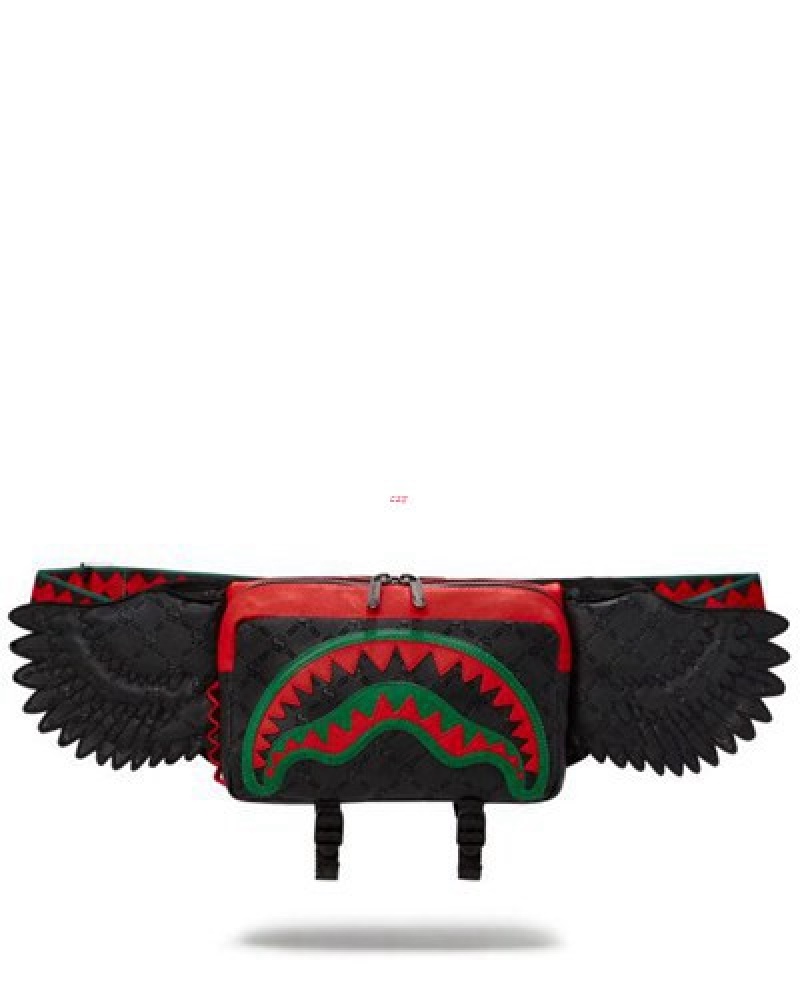 Black / Red Sprayground Dinero Wing Crossbody Bags | 02734-GDIS