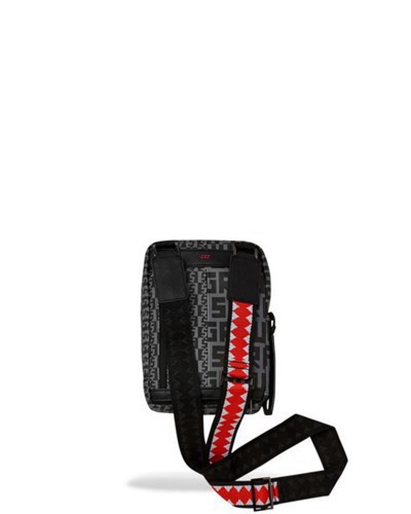 Black / Red Sprayground Sharkfinity Stealth Pilot Messenger Crossbody Bags | 67314-LKEB