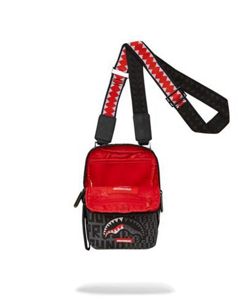 Black / Red Sprayground Sharkfinity Stealth Pilot Messenger Crossbody Bags | 67314-LKEB