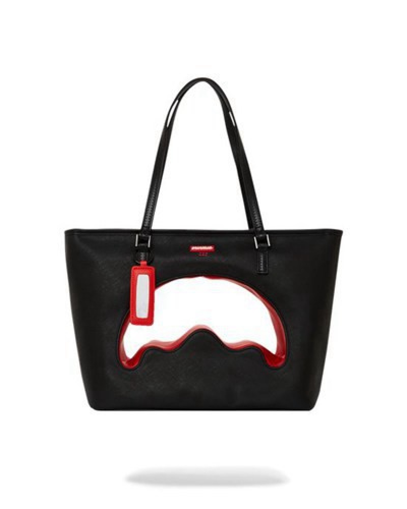 Black / Red Sprayground The Decoder Tote Bags | 45937-NKZB