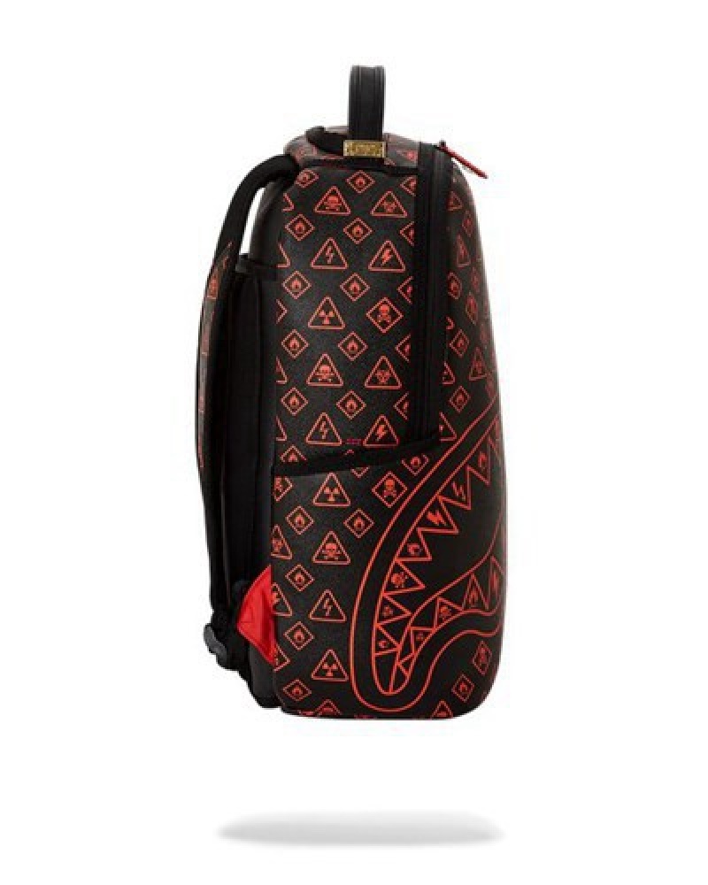 Black / Red Sprayground You Been Warned (Dlxv) Backpacks | 74620-SRZK