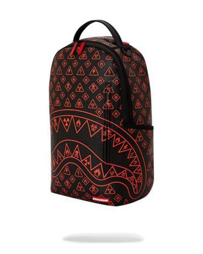 Black / Red Sprayground You Been Warned (Dlxv) Backpacks | 74620-SRZK