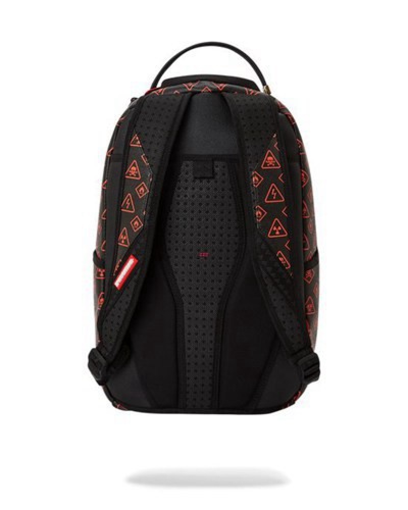 Black / Red Sprayground You Been Warned (Dlxv) Backpacks | 74620-SRZK