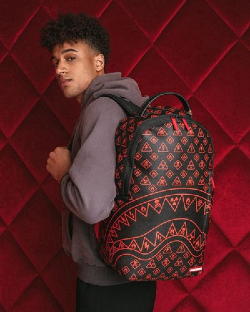 Black / Red Sprayground You Been Warned (Dlxv) Backpacks | 74620-SRZK