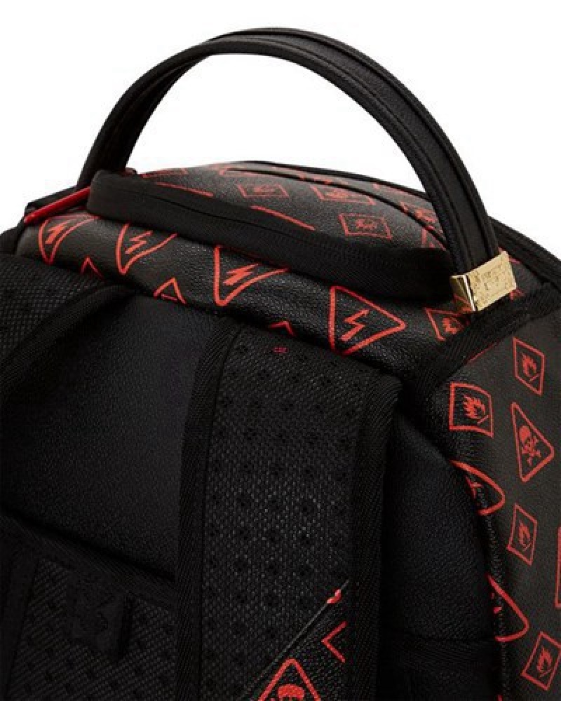 Black / Red Sprayground You Been Warned (Dlxv) Backpacks | 74620-SRZK