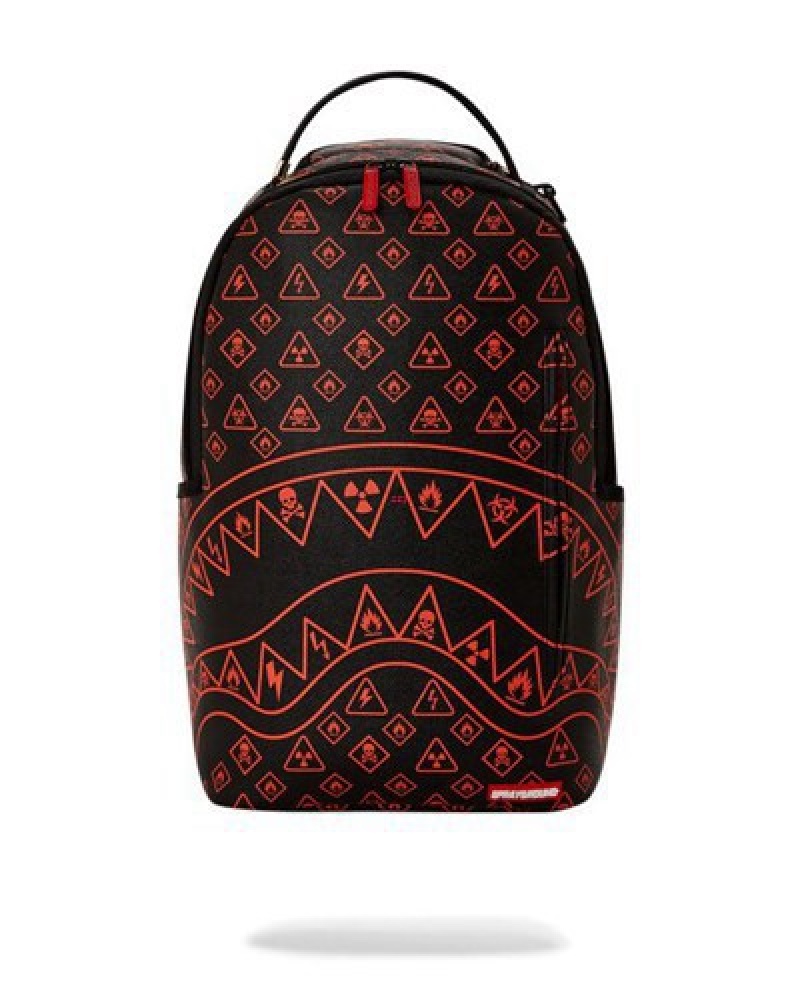 Black / Red Sprayground You Been Warned (Dlxv) Backpacks | 74620-SRZK