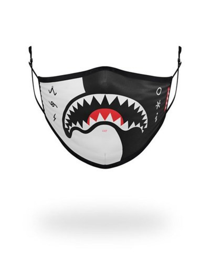 Black / White Sprayground Adult Yin Yang Form Fitting Face Masks | 76543-WIVK