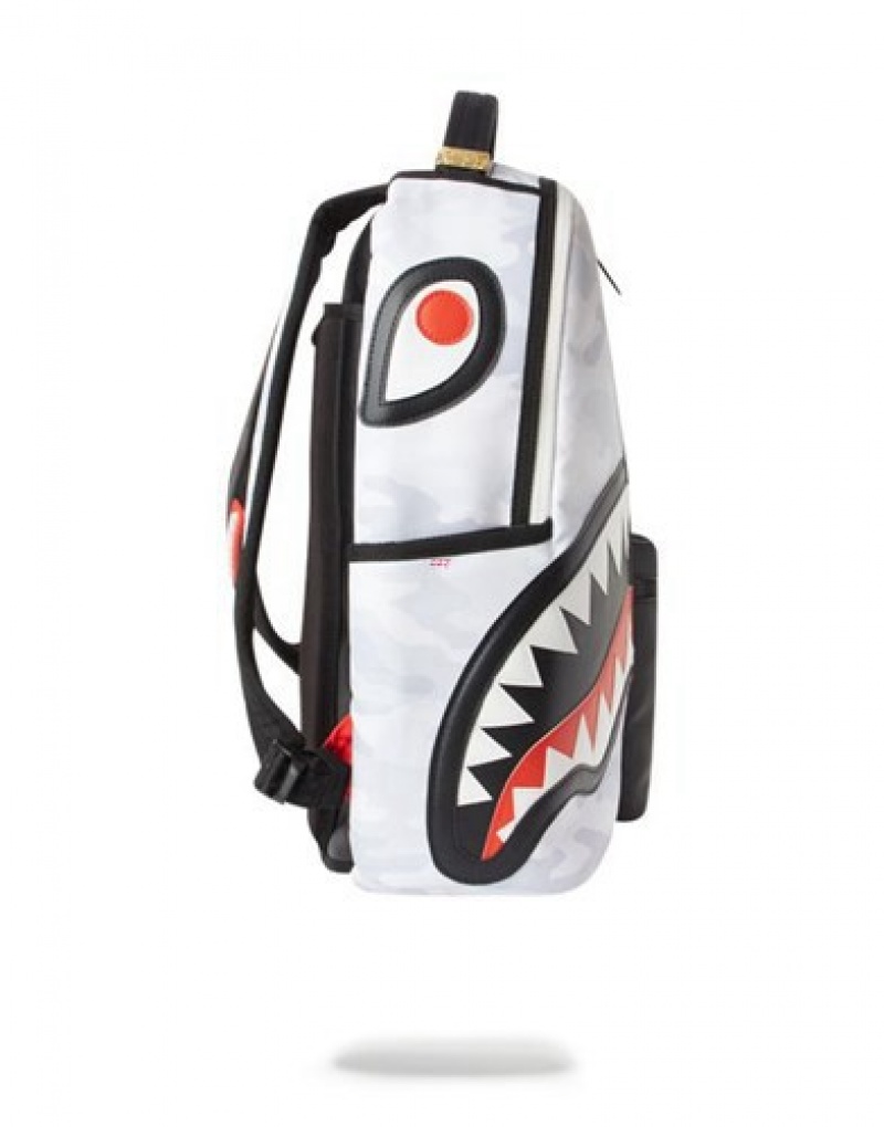 Black / White Sprayground Damage Control Backpacks | 02378-KETU