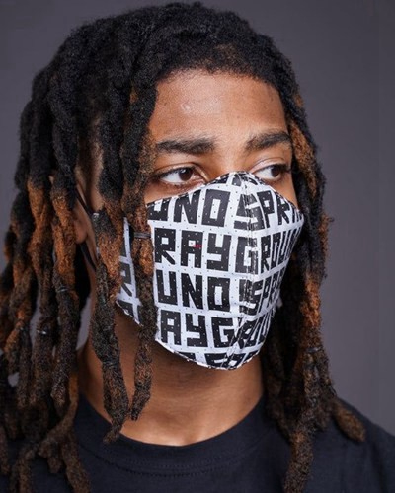 Black / White Sprayground Infiniti 3m Reflective Face Masks | 72918-DSON