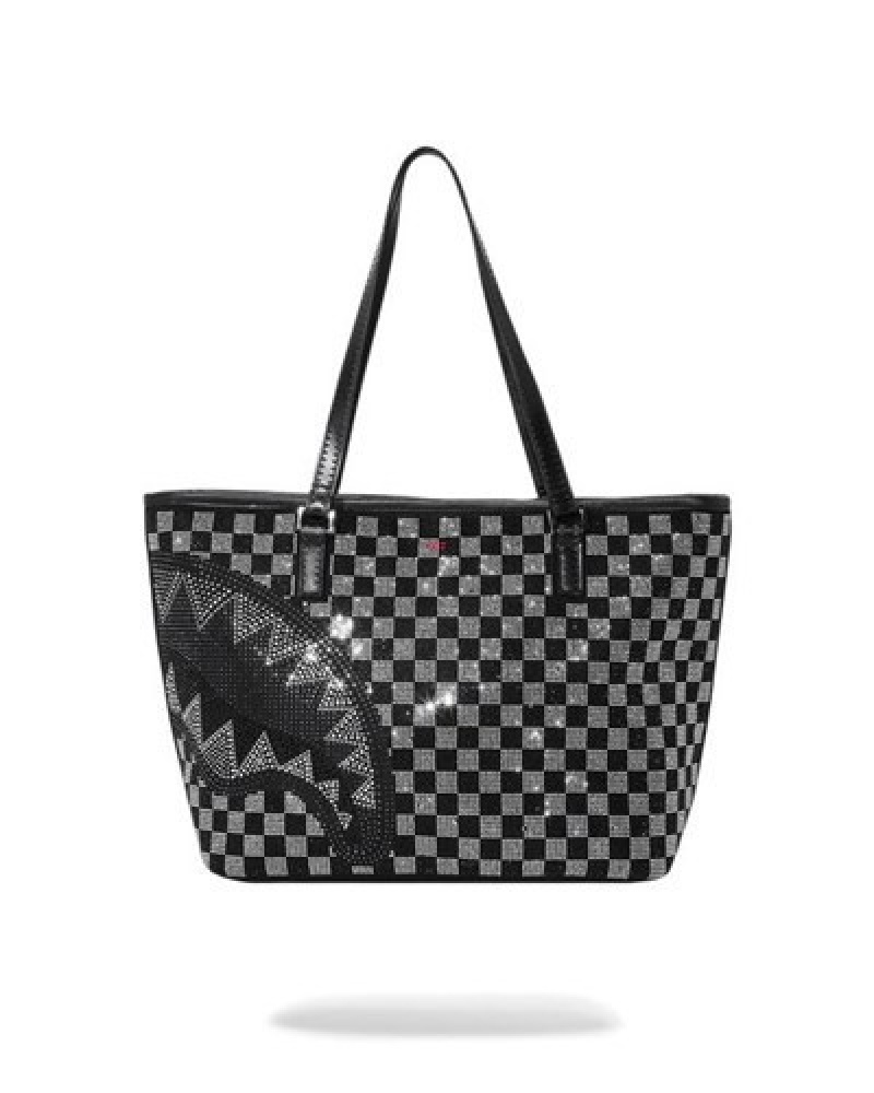 Black / White Sprayground Light Years Ahead Tote Bags | 65840-AZWH