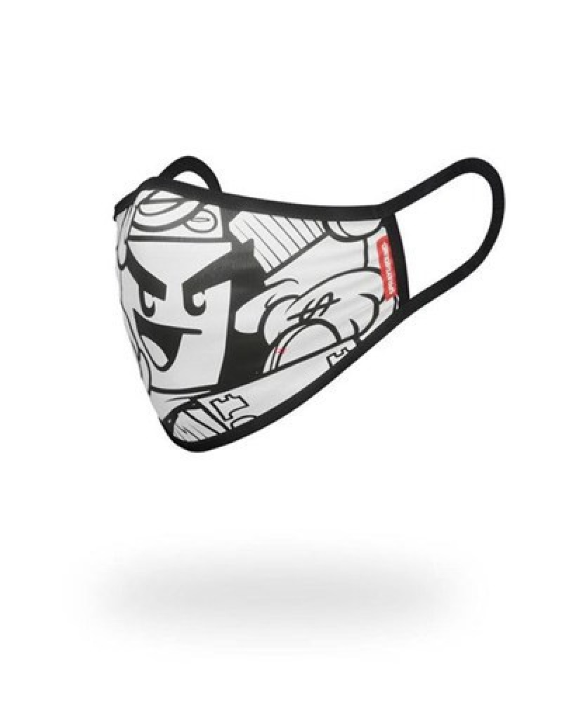 Black / White Sprayground Money Boys Form-fitting Face Masks | 81564-EUYX