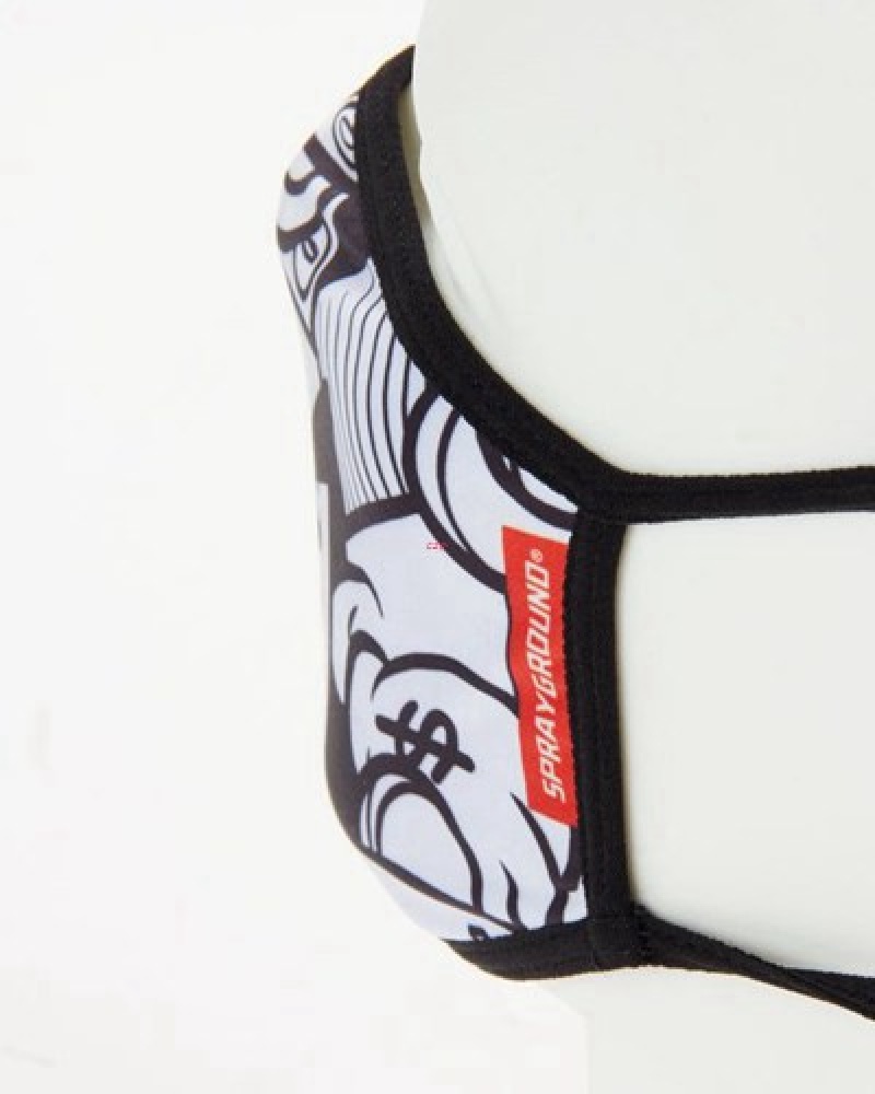 Black / White Sprayground Money Boys Form-fitting Face Masks | 81564-EUYX