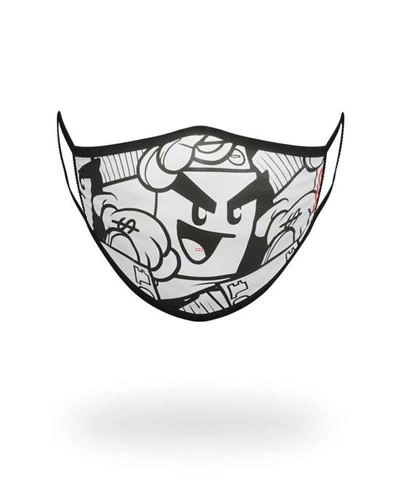 Black / White Sprayground Money Boys Form-fitting Face Masks | 81564-EUYX