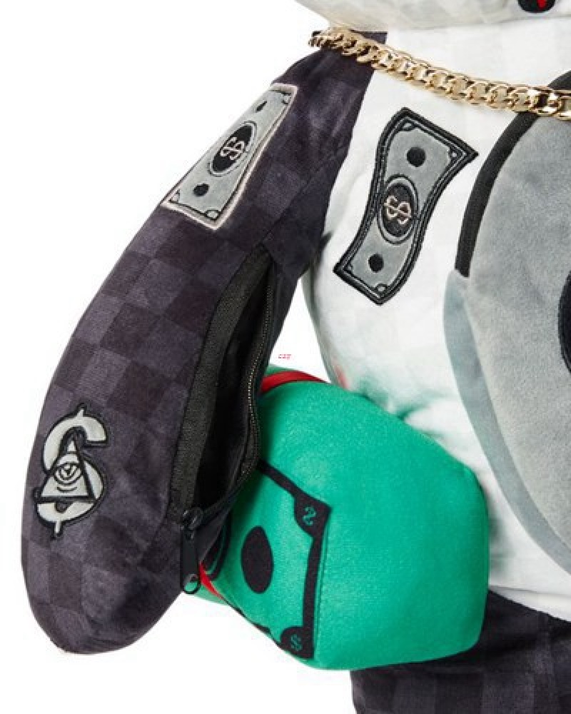 Black / White Sprayground Moneybear Teddybear Panda Backpacks | 94062-ZKXT