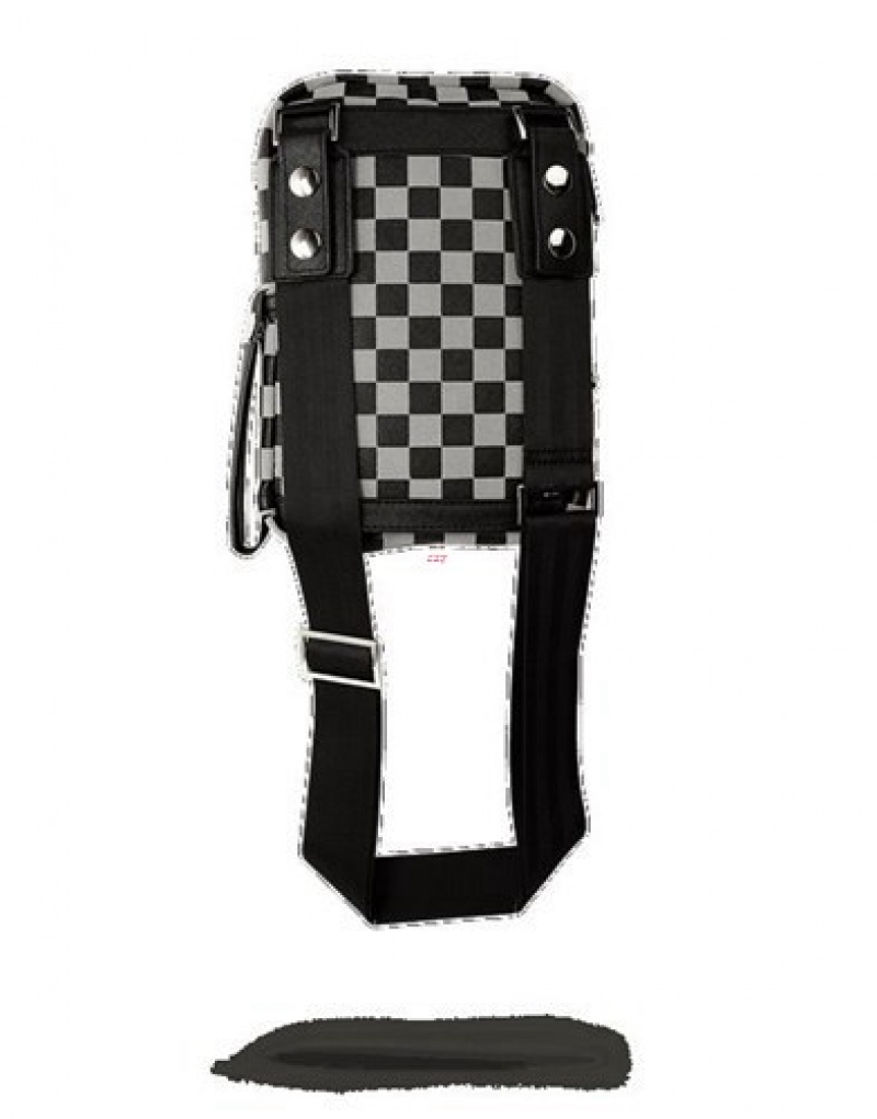 Black / White Sprayground Reflective Sharks In Paris Crossbody Bags | 96215-BAWE