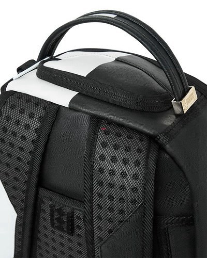 Black / White Sprayground Shark Central (Dlxv) Backpacks | 49513-DWSG