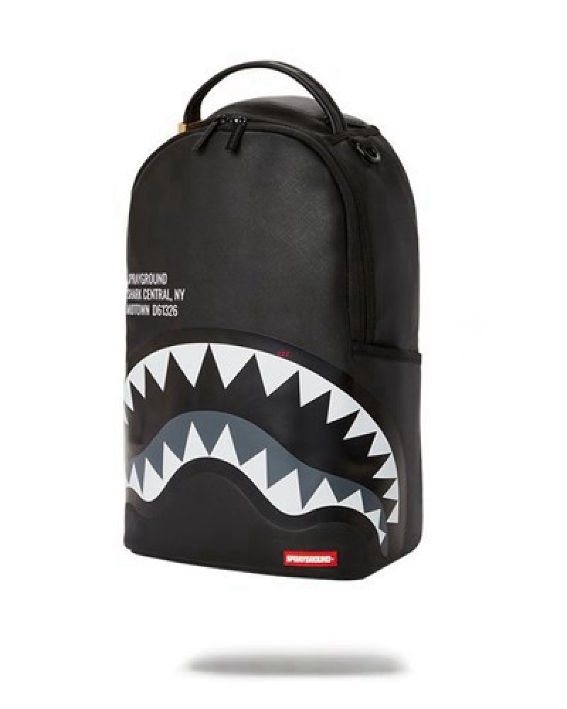 Black / White Sprayground Shark Central Greytone (Dlxv) Backpacks | 91328-AXPS