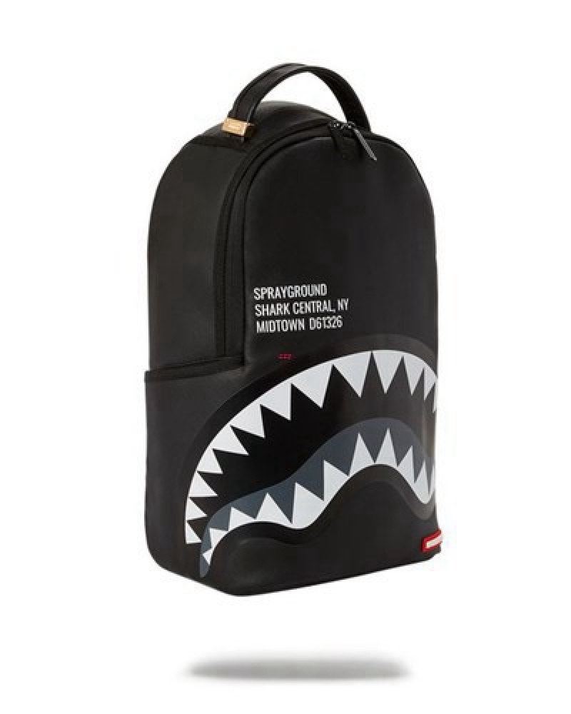 Black / White Sprayground Shark Central Greytone (Dlxv) Backpacks | 91328-AXPS