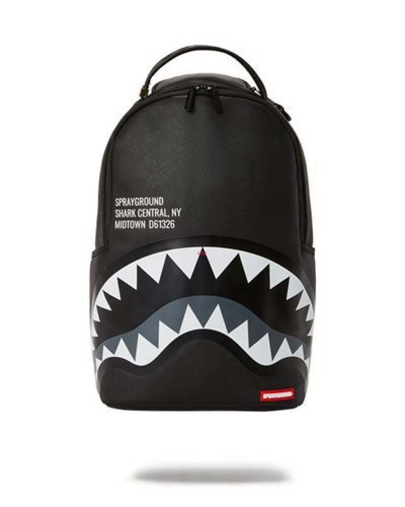 Black / White Sprayground Shark Central Greytone (Dlxv) Backpacks | 91328-AXPS