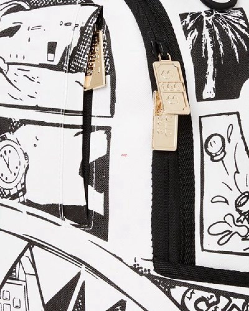 Black / White Sprayground The Good Life (Dlxv) Backpacks | 29168-WGAX