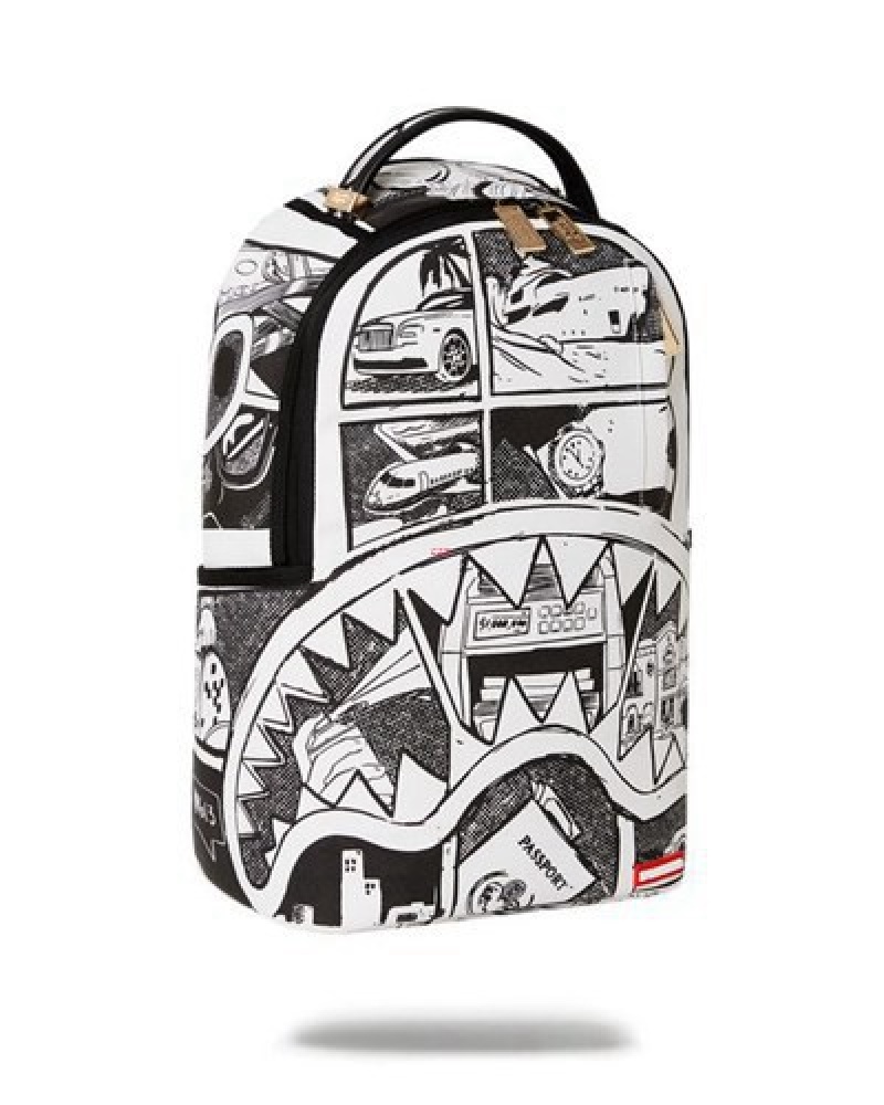 Black / White Sprayground The Good Life (Dlxv) Backpacks | 29168-WGAX