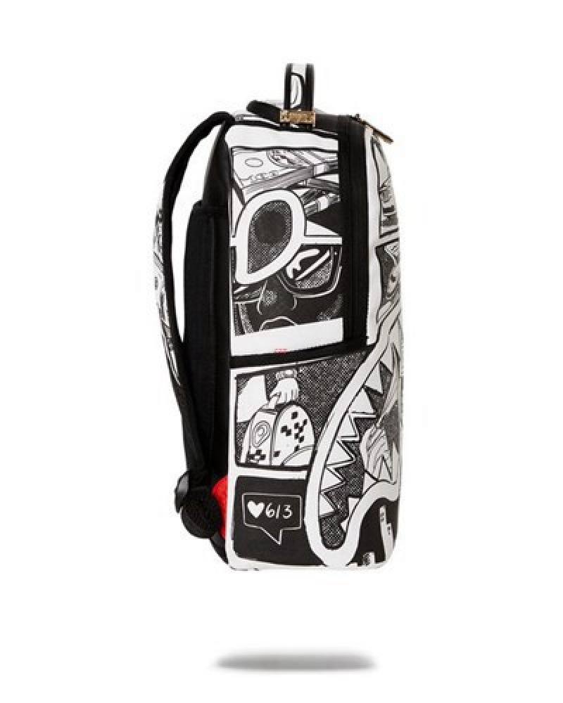 Black / White Sprayground The Good Life (Dlxv) Backpacks | 29168-WGAX